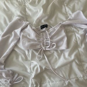 White Long sleeve off the shoulder top